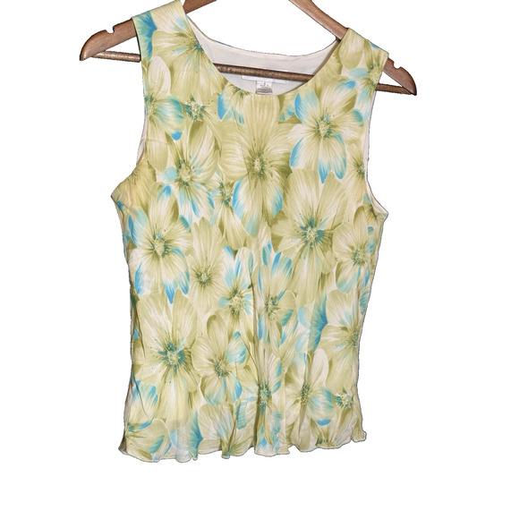 Unbranded Tops - Petite-sophisticate Women's‎ floral silk tank fairy 8 beaded y2k 90s spring